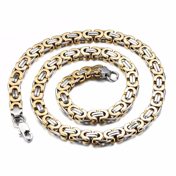 

ersonalized 6mm mens boys byzantine box gold tone stainless steel necklace chain gift promotion wholesale jewelry, Silver