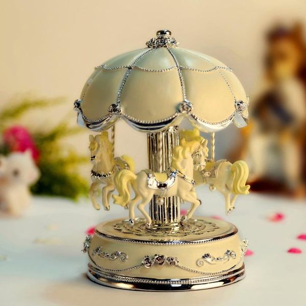 

silver flower umbrella plating rocking horse music box