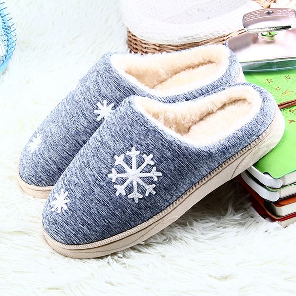 

winter women home slippers christmas snowflake plush shoes non-slip soft winter warm house slippers indoor bedroom floor shoes, Black