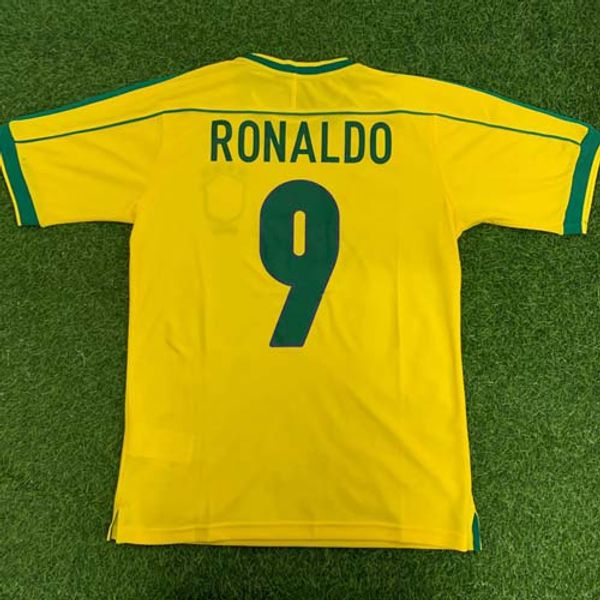 

топ-1998 бразилия ретро старинные классические роналдо ривалдо роналдиньо таиланд качество футбол кофта униформа 98 футболка футболка camise, Black