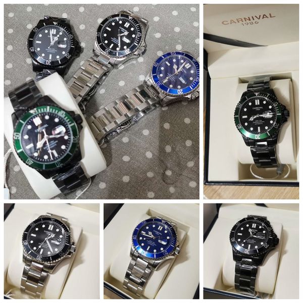 

карнавал мужские часы 41мм автоматический механизм из нержавеющей стали мужские часы 8756 механические часы datejust престижное наручные час, White;golden