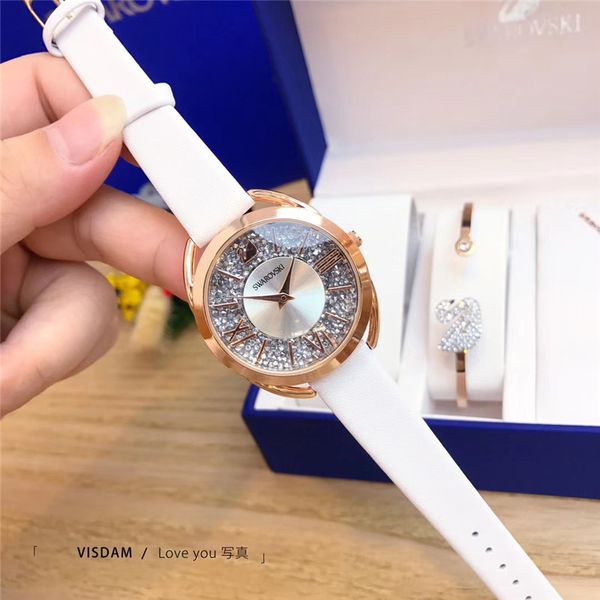 

2019 swarovski watch simple fashion steel calendar watchs luxury movement stainless steel womens sports wristwatches