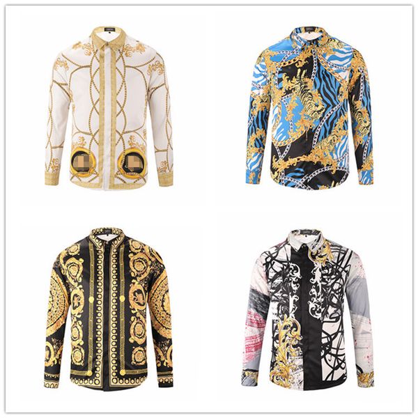 

mens 2020 luxury дизайнерские футболки 3d gold printed плед кнопка пуховая одежда 20ss лето новый бренд моды вскользь тонкий мужчин с длинны, White;black