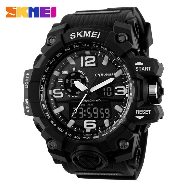 

skmei 1155 большие коммутируемого часы мужские светодиодную 50м водонепроницаемый армии спорт на открытом воздухе часы сигнализации chrono н, Slivery;brown