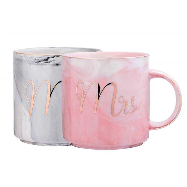 

Mr and mr ceramic marble coffee cup 12oz mr mr coffee mug with golden pattern valentine day gift wedding gift 0399