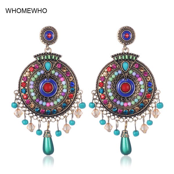 

винтаж бохо заявление бисер индийский серьги этнические античное золото эпоксидной эмали ювелирные изделия birdal свадебные аксессуары, Golden;silver