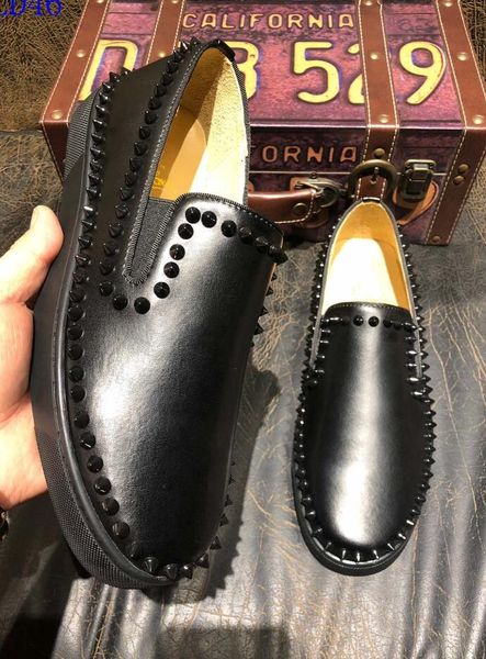 

ab11 new christian luxury louboutin bottom red bottoms studded spikes brand cl mens casual shoes men women party lover sports sneakers, Black
