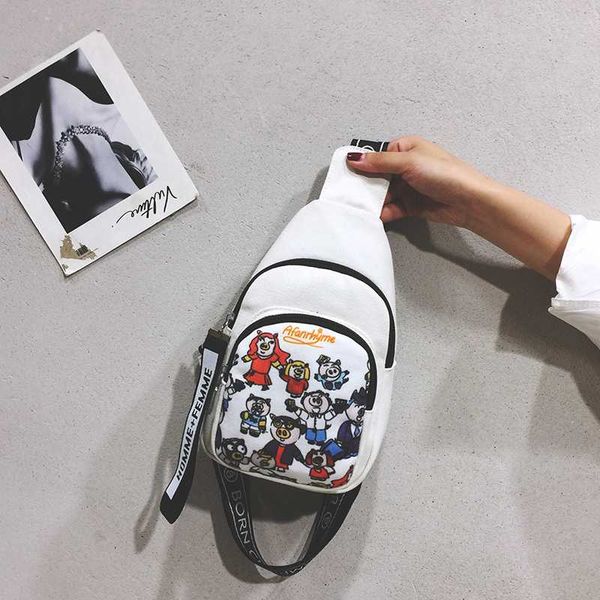 

2020 women bags western style ladies shoulder bag fashion casual simple cartoon messenger bag canvas chest