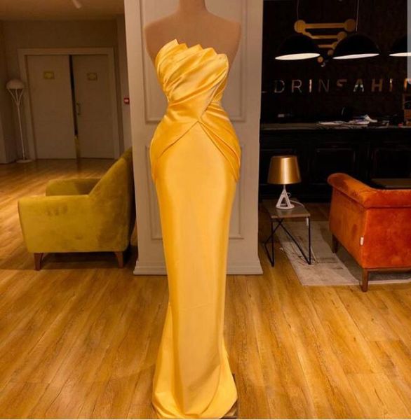 

evening dress yousef aljasmi women kim kardashian yellow sheath satin long dress strapless pleat, Black;pink