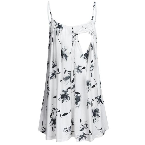 

maternity clothes summer print pull-up tank vest maternity /t-shirt breastfeeding shirt nursing for pregnant women, White