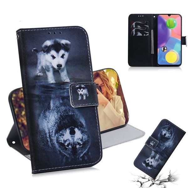 

wallet case for samsung galaxy a51/a71/a70s/s11/s11e/s11 plus filp cover coloured wolf tiger lion owl dog with card slot