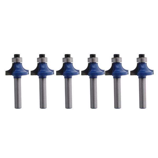 

6 pieces round cutter with ball bearing, 6mm shaft diameter woodworking tools, made of carbide