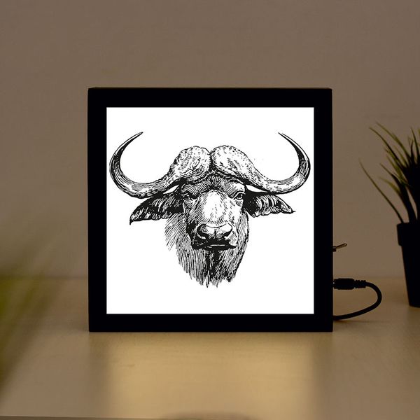 

wild life bison ручной работы деревянного light box знак для дома, ресторана, кофейня бизнеса signage