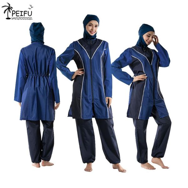 

пэй-фу с длинным рукавом piping lane полный хиджаб swimwear m-3xlmuslim хиджаб исламский купальник полное покрытие плавать hat
