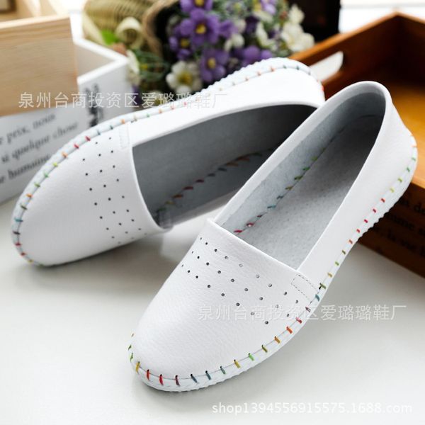 

women espadrilles flats shoes genuine leather cut out slip on ladies ballet flats loafers female moccasins shoes ballerina, Black