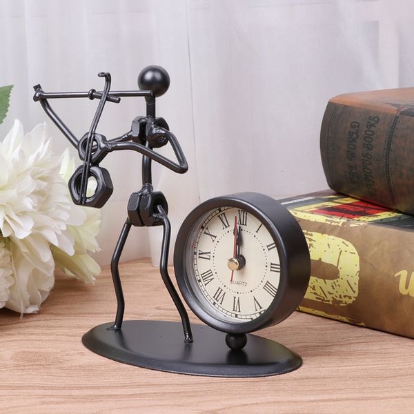 

iron table desk alarm clock with musical instrument gadget decoration craft gift e65b