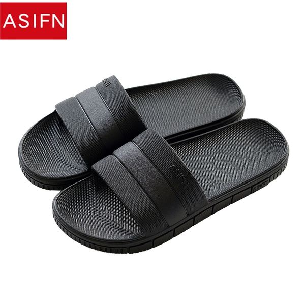 

asifn bathroom home slippers men shoes slipper non-slip women loves indoor summer flip flops soft male slides, Black