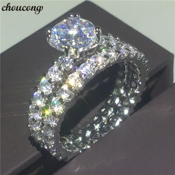 

choucong real lovers promise ring set 5a zircon cz 925 sterling silver engagement wedding band rings for women men jewelry gift, Slivery;golden