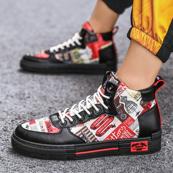 

high bond men hip hop graffiti hip shoes trend with board shoes zhongbang sports basketball shoe add shopping cart, collect baby ] enjoy c13, Black