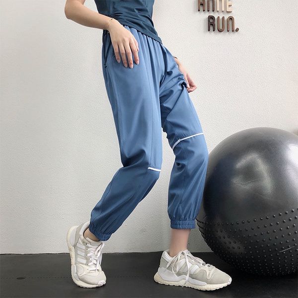 

высокая талия спорт бег брюки женщины карманные йога брюки gym fitness training брюки quick dry сыпучие беговая legging sweatpants, Black;blue