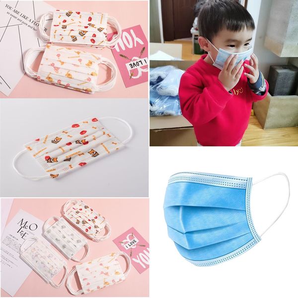 

dustproof blue children's disposable face mask cartoon child kids 4 layer ply mask earloop non-woven fabric dhl shipping