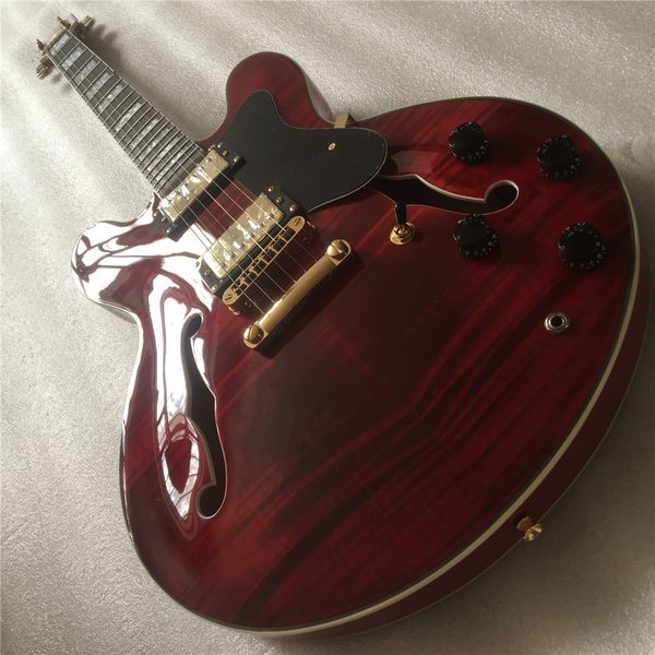 

jazz custom electric guitar semi hollow body tiger maple gold hardware guitarar