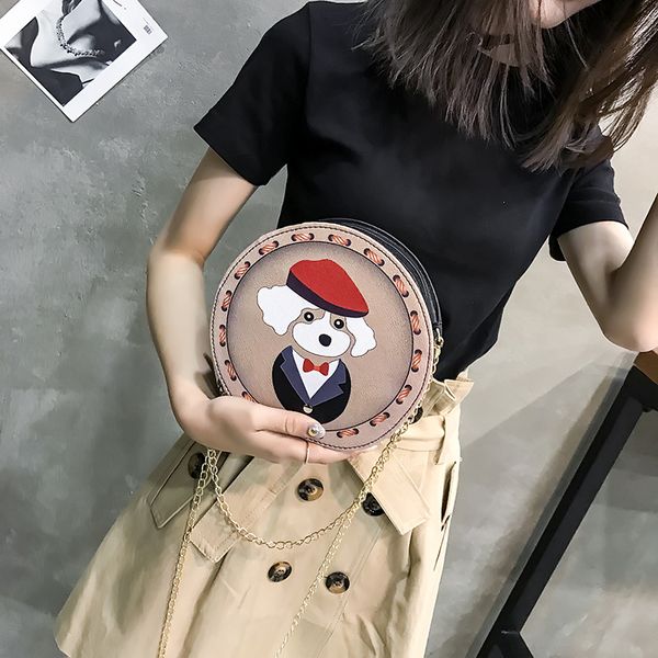 

women shoulder bags circular shape solid handbags single fresh girl small messager bags pu leather school girl crossbody