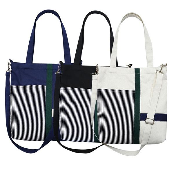

casual stripe women's crossbody bag with adjustable strap canvas hit color messenger handbag for girls ladies