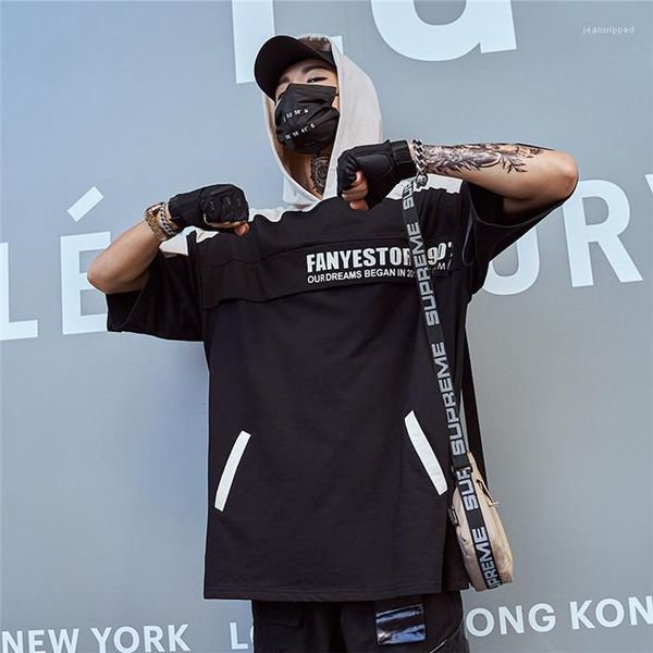 

hip hop tshirts short sleeve hooded fashion style 2020ss homme clothing casual apparel mens summer designer, White;black