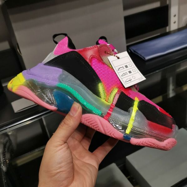 

2020 new fashion luxury designer men shoes casual sneakers fashion wild triple s sneakers womens running shoesus 5-11 type6 type4, Black