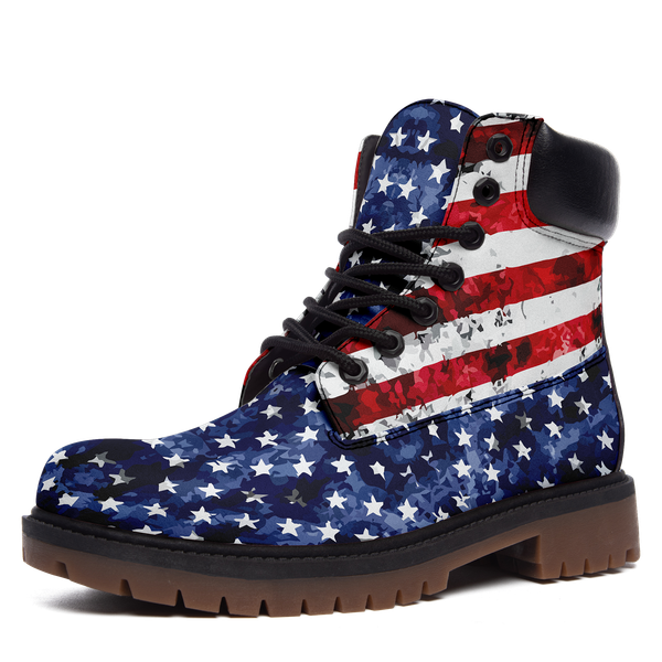 

selling timber land shoes high-boots men snow boots customized printed america flag women leisure shoes winter, Black