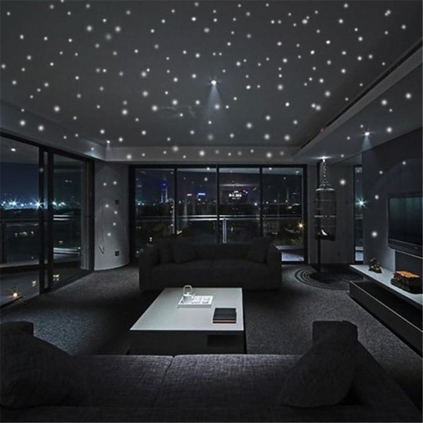 

253pcs luminous glow dark moon round dot wall stickers home ceiling decor