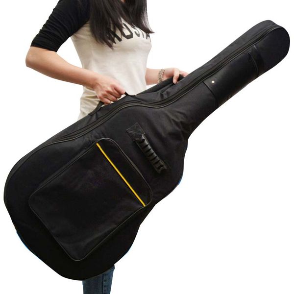 

waterproof guitar bag pad cotton thickening backpack double straps soft case for 41 inch guitar gig bag musical instrument bags, Black;red