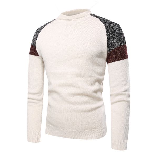 

panelled mens designer sweaters casual slim pullover long sleeve mens sweaters fashion crew neck males apparel, White;black