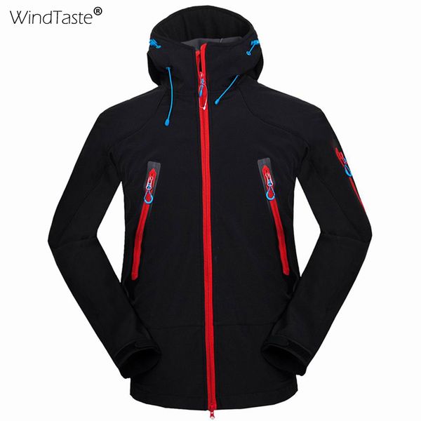 

wind taste men's autumn outdoor sports softshell hiking jackets thick warm hooded coats windproof thermal male jackets ka090, Blue;black