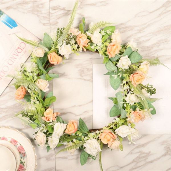 

decorative flowers & wreaths fake silk rose ivy vine artificial hanging wedding road flower wreath festival supplies decoration farmhouse wa
