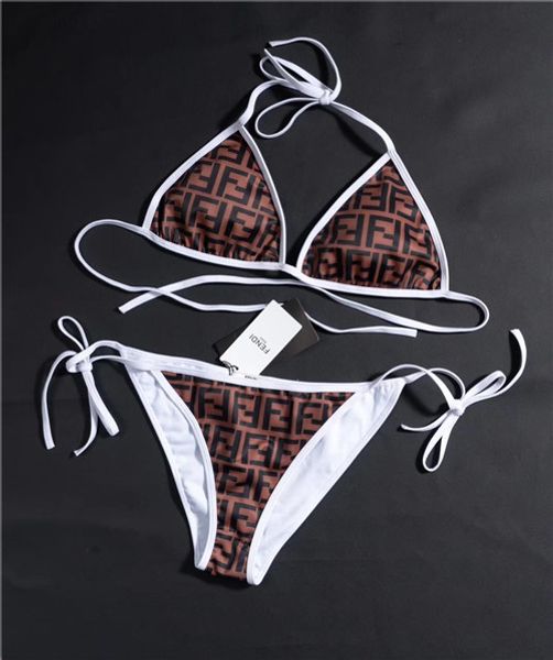 

2020 monogram print is selling like cakes.wrap fendi bikini, women's split strappy bikini, White;black