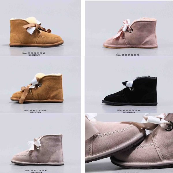 

2020 new winter shoes classic snow boots good fashion wgg tall boots real leather bailey bowknot women's bailey bow knee boots mens sho, Black
