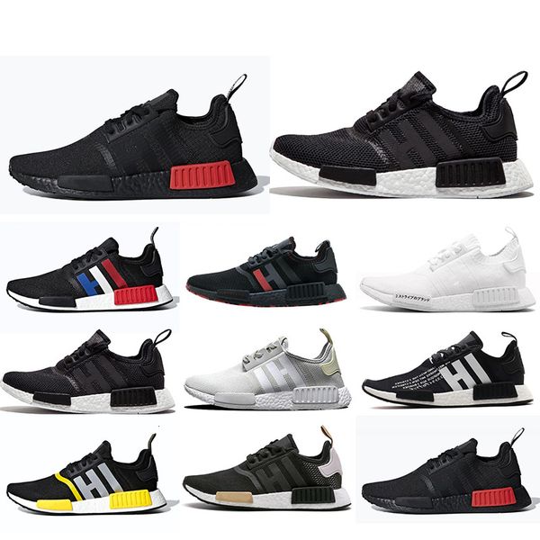

2019 mens running shoes nmd r1 atmos bred trainers classic women japan triple black white red marble sports sneakers 36-45