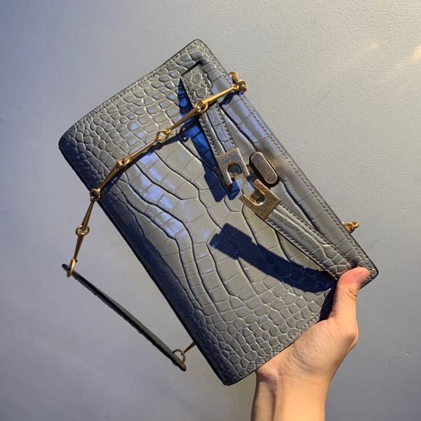 

lee radziwill lady bag simple classic style chic crocodile pattern leather multi-function luxury shoulder clutch bag