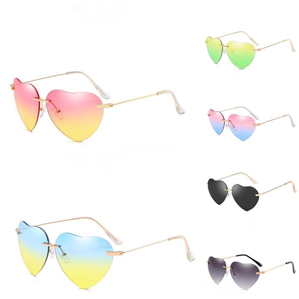 

fashion round heart-shaped sunglasee chain necklace sonnenbrille gafas de sol women fashion rimless heart-shaped sunglasee glasses new with, White;black