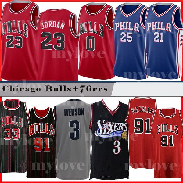 

Men 039 chicago 23 mj bull jer ey coby 0 white 33 pippen 91 rodman 3 iver on retro jer ey immon embiid 76er ncaa jer ey