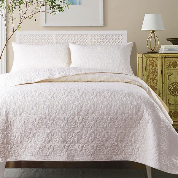 

white coffee red quilted cotton coverlet bedspread bed cover set summer comforter blanket  size bed set pillowcases 3pcs