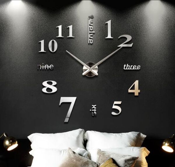 

creative oversized wall clock diy acrylic clock home 3d wall sticker clock mute