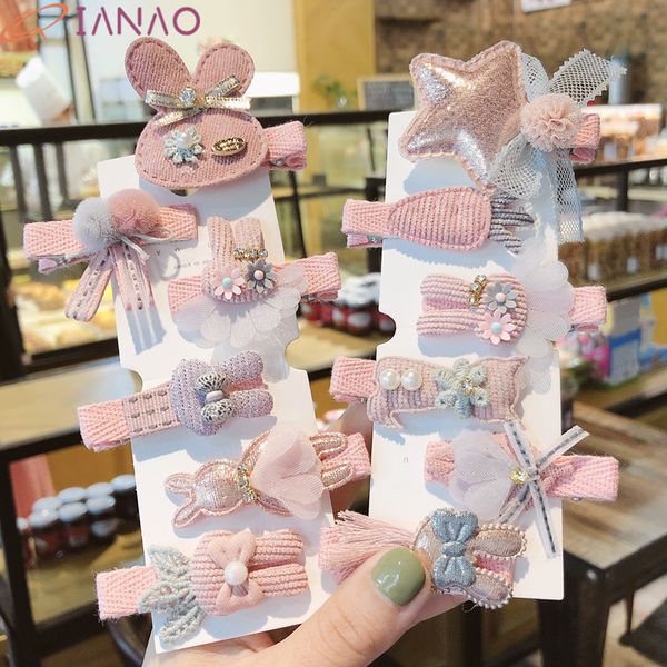 

qianao children's lovely hairpins korean style pentagram hair clips alloy barrettes girls hair accessories grips headwear, Slivery;white