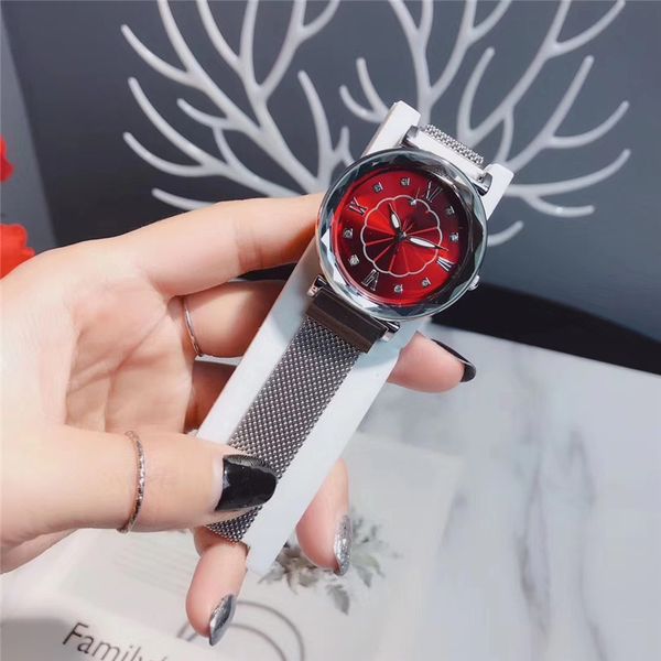 

japan south korea new diamond-encrusted gemstone women's quartz watch suction tape rose gold foreign trade vibrato explosion geneva hot, Slivery;brown