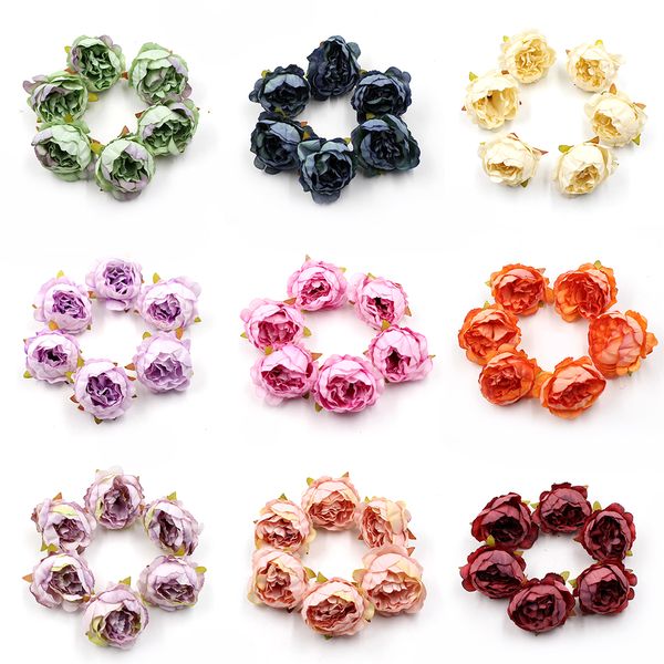 

5 pieces 5cm peony flower head silk artificial flowers for wedding decoration diy decorative wreath fake flowers