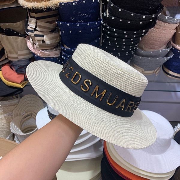 

straw female hipster holiday sunscreen sunscreen flat cap flat cap hat hat summer ins fashion brand, Blue;gray