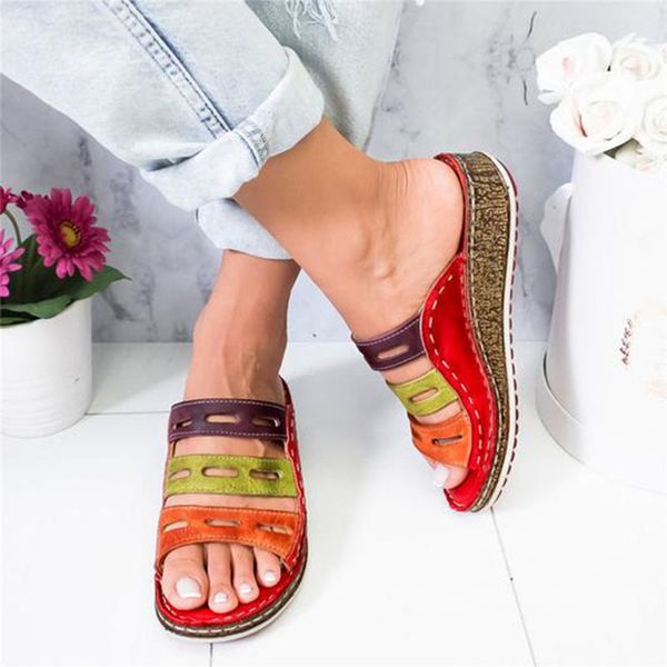 

summer women sandals stitching sandals ladies open toe casual shoes platform wedge slides beach woman shoe, Black
