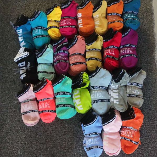 

Pink ankle ock women men port cotton ock girl pink letter outdoor gym football cheerleader hort ock ho iery neaker tocking